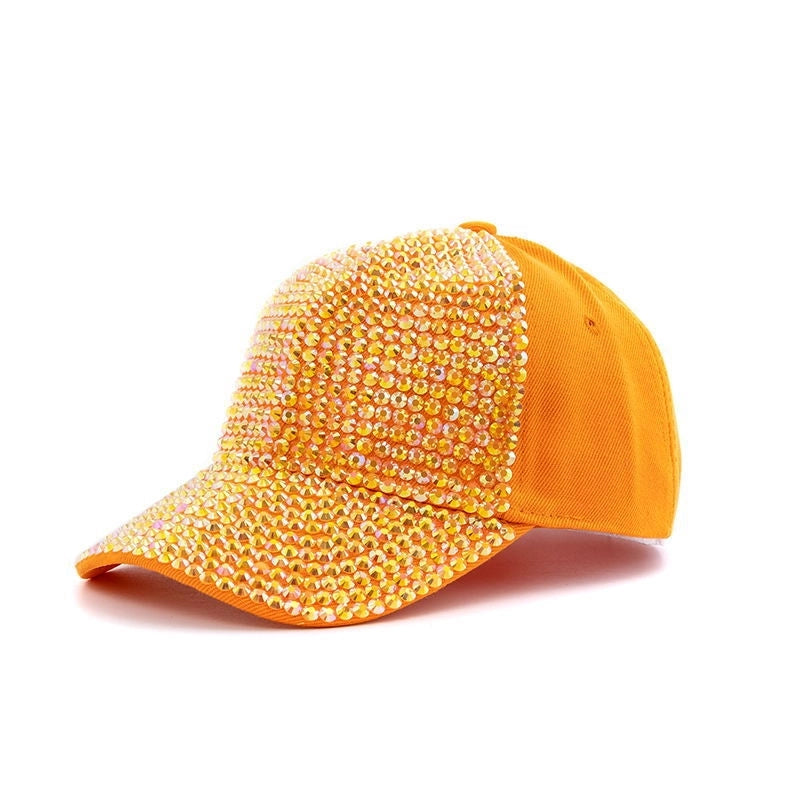 Women's Elegant Color Block Chain Curved Eaves Baseball Cap
