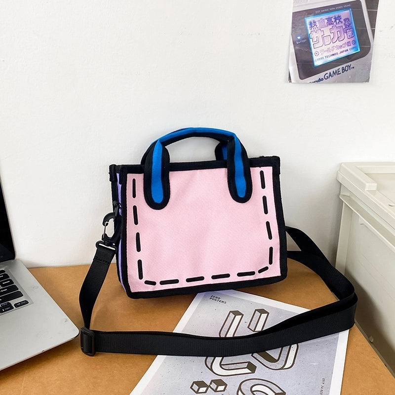 Women's Small All Seasons Nylon Color Block Streetwear Square Zipper Shoulder Bag