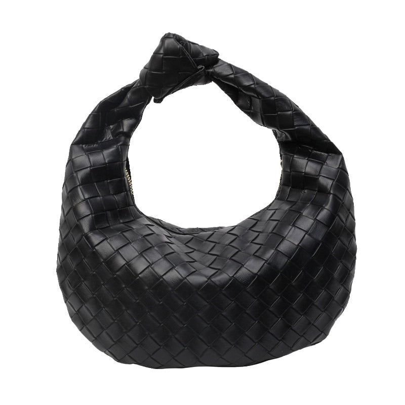 Women's PU Solid Color Classic Style Streetwear Weave Dumpling Shape Zipper Handbag