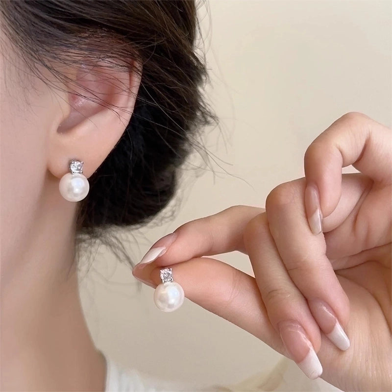1 Pair Fashion Heart Shape Flower Bow Knot Inlay Copper Alloy Artificial Pearls Zircon Earrings