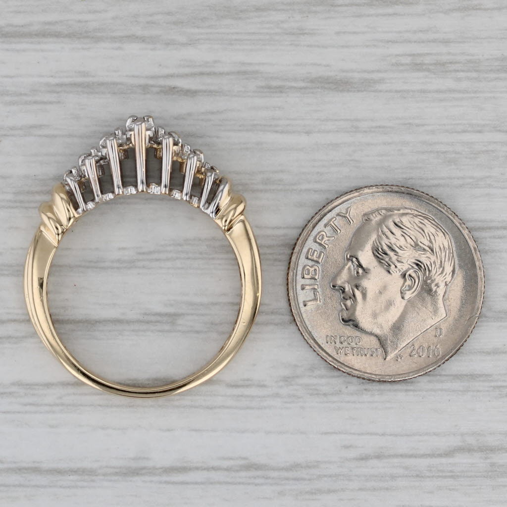 0.40ctw Diamond Tiered Rooftop Ring 14k Gold Size 7 Anniversary Bridal