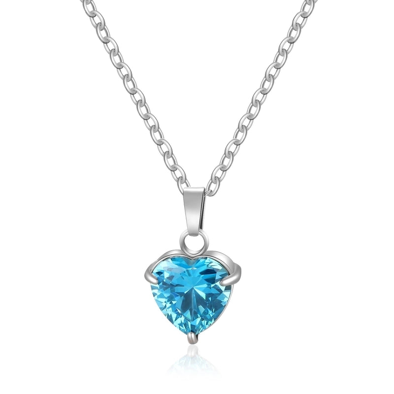 304 Stainless Steel 316 Stainless Steel  Minimalist Classic Style Inlay Heart Shape Zircon Pendant Necklace