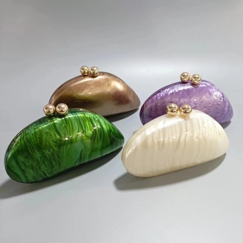 Green Arylic Solid Color Dumpling Shape Evening Bags