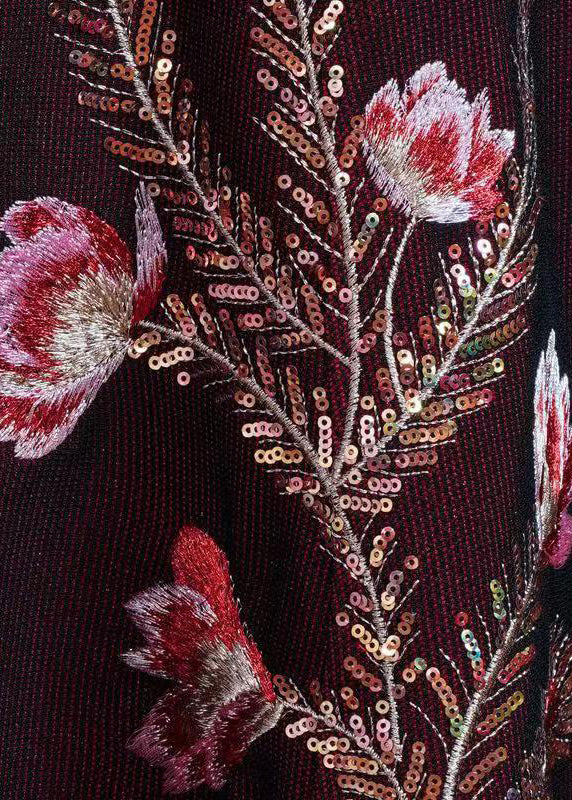 Women Purple Embroideried Sequins Cotton Long Dress Spring