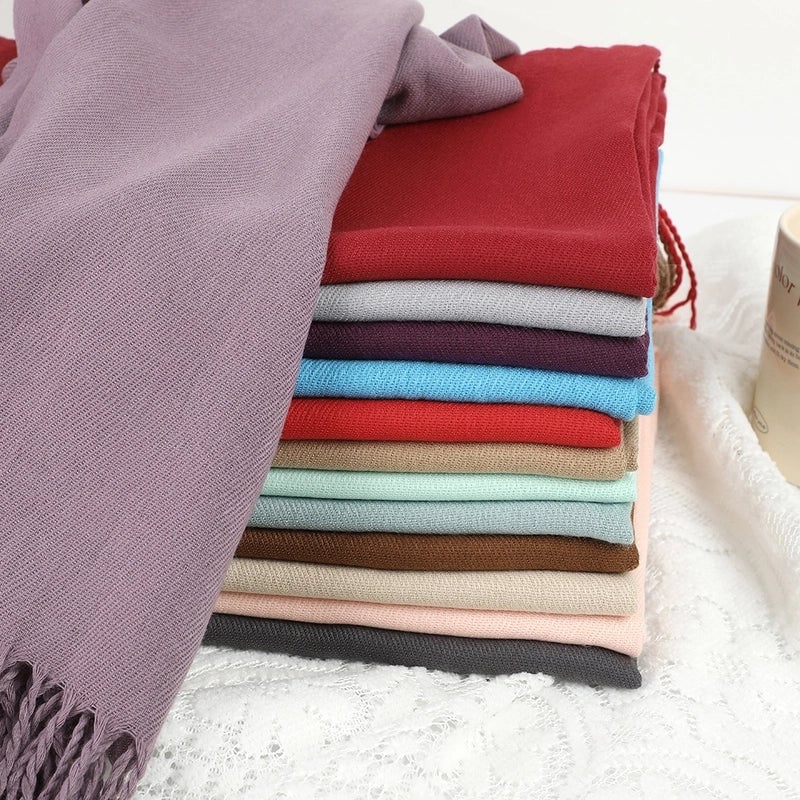 Solid Color Cashmere Tassel Scarf  Autumn And Winter Warm Scarf Simple Style Air Conditioning Shawl