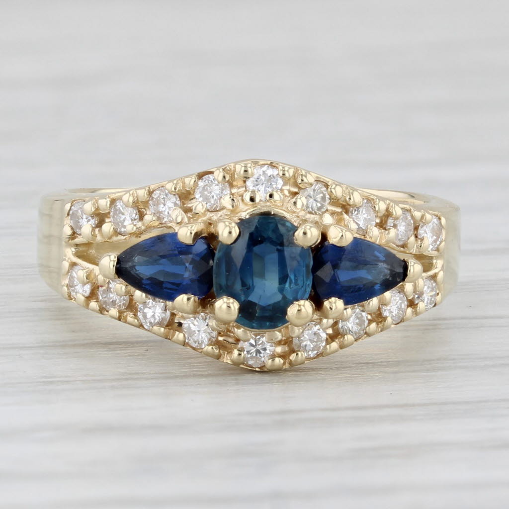 1.07ctw Blue Sapphire Diamond Ring 14k Yellow Gold Size 5.5