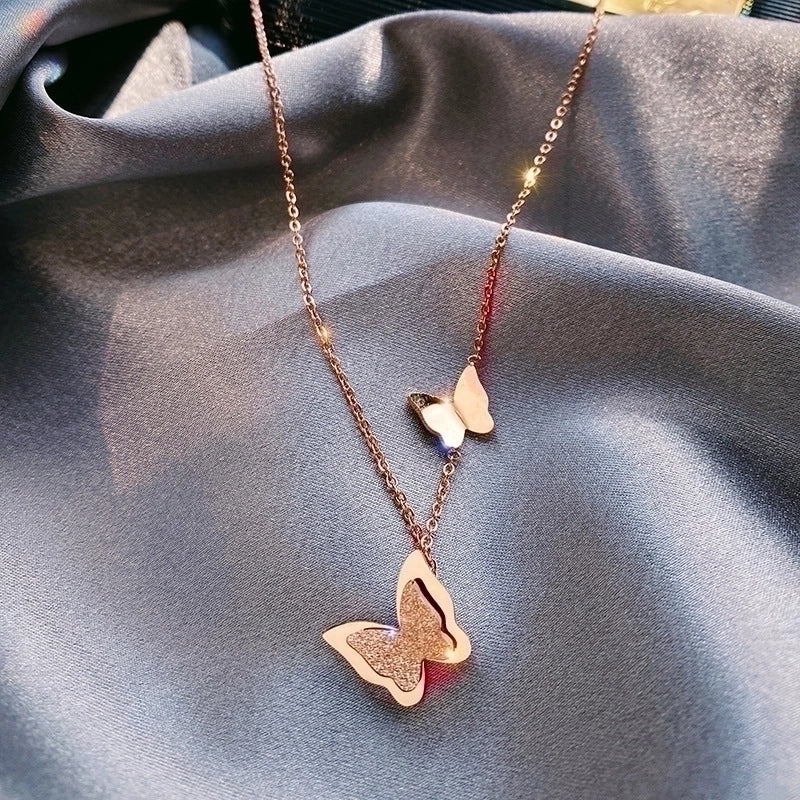 Fashion Minimalist Butterfly Titanium Steel Plating Butterfly Necklace