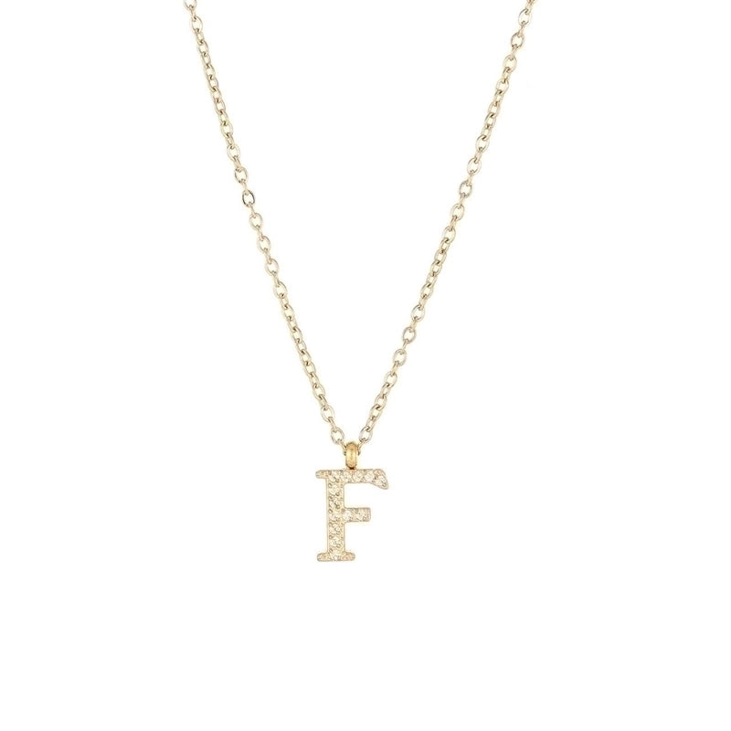 Minimalist Letter 304 Stainless Steel Zircon 16K Gold Plated White Gold Plated Plating Inlay Pendant Necklace