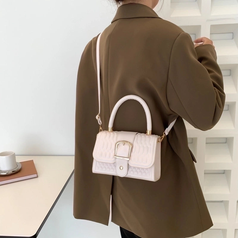 Women's Medium Pu Leather Solid Color Fashion Square Lock Clasp Crossbody Bag