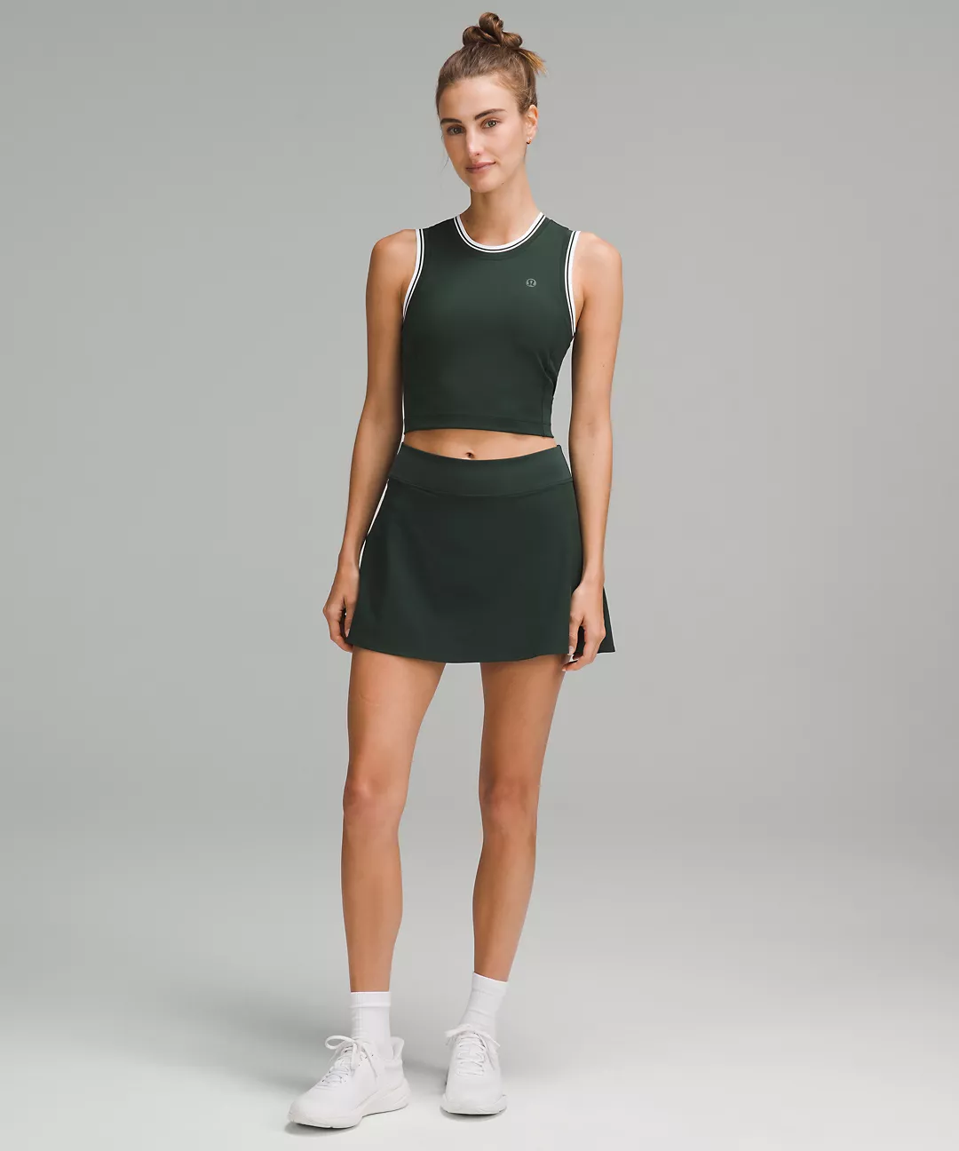 Varsity Scoop-Neck Cropped Tennis Tank Top Medium Support, B/C Cup New