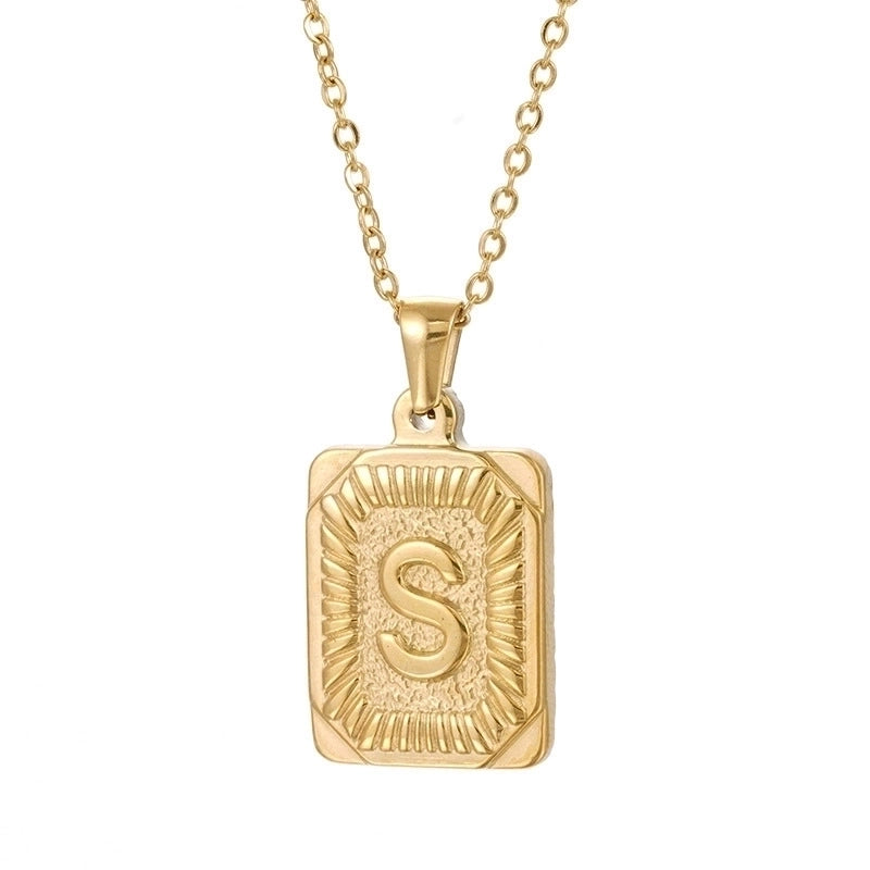 Retro Letter Square Stripe Stainless Steel Plating Necklace 1 Piece