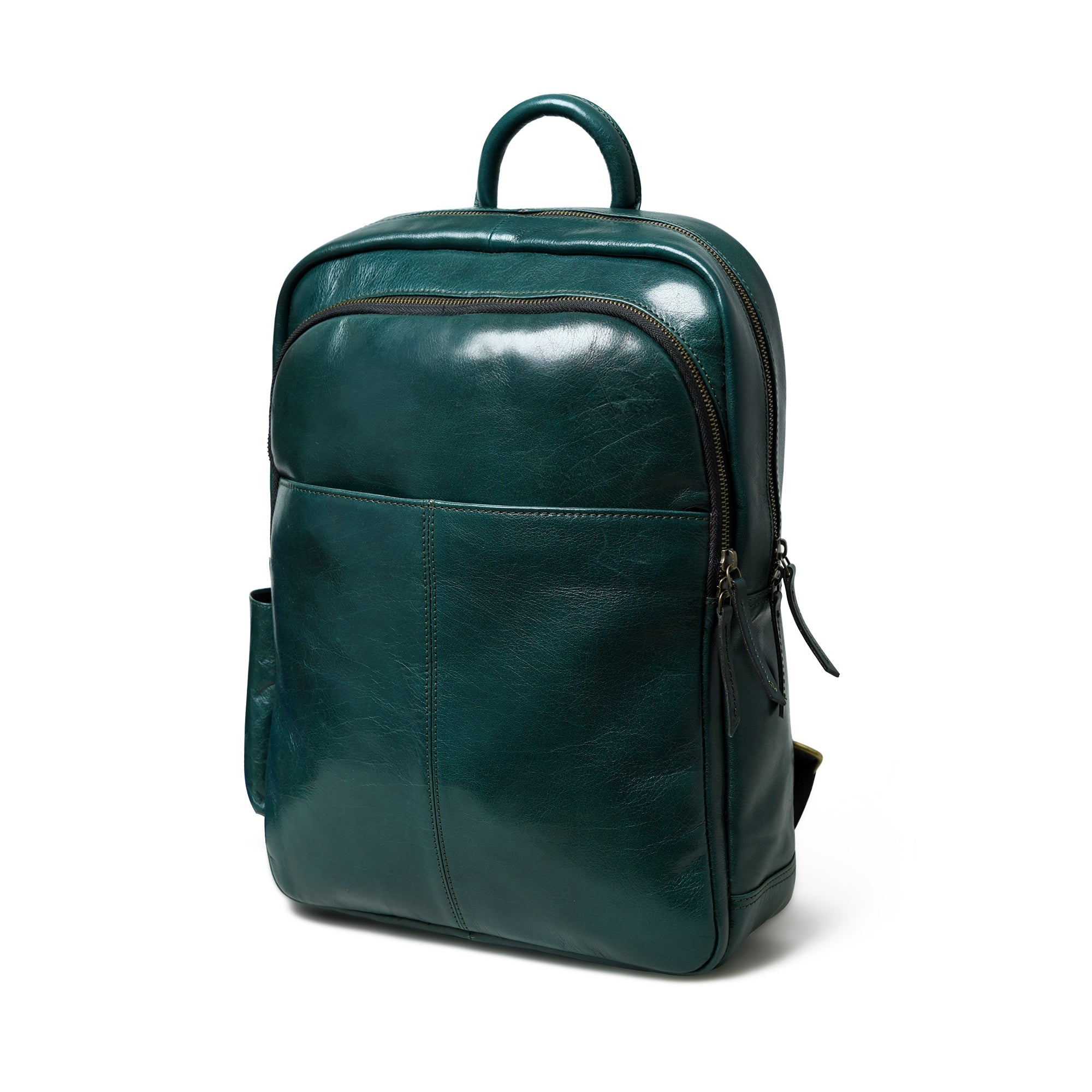 Luxury Italian Leather Backpack. Green