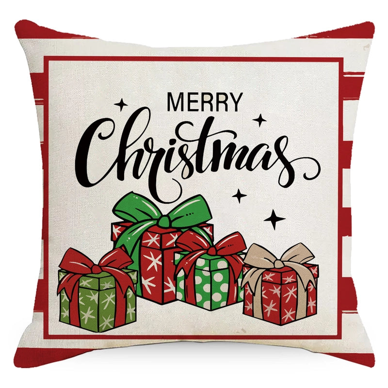 Fashion Christmas Tree Christmas Socks Letter Linen Pillow Cases
