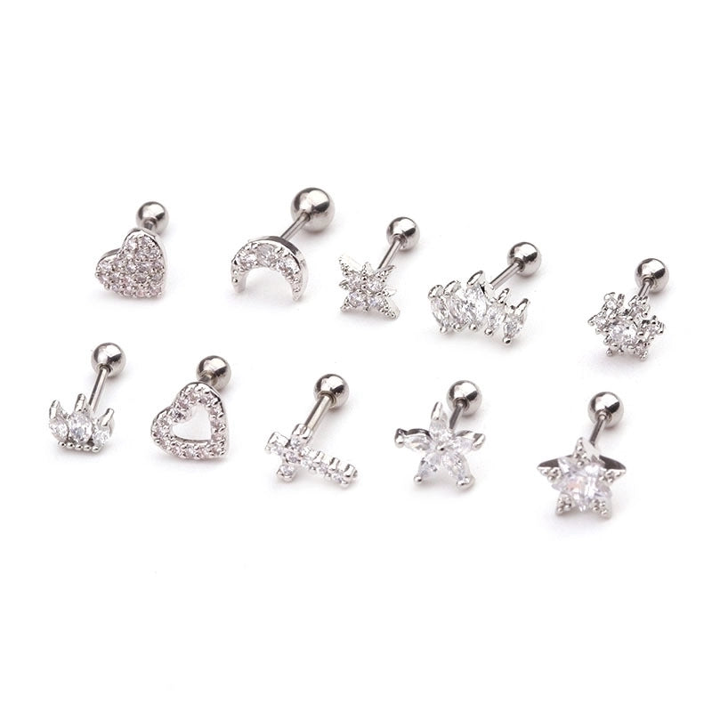 Ear Cartilage Rings & Studs Fashion Crown Copper Plating