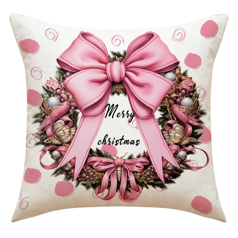 Christmas Casual Cute Santa Claus Letter Polyester Pillow Cases Couch & Sofa Decor