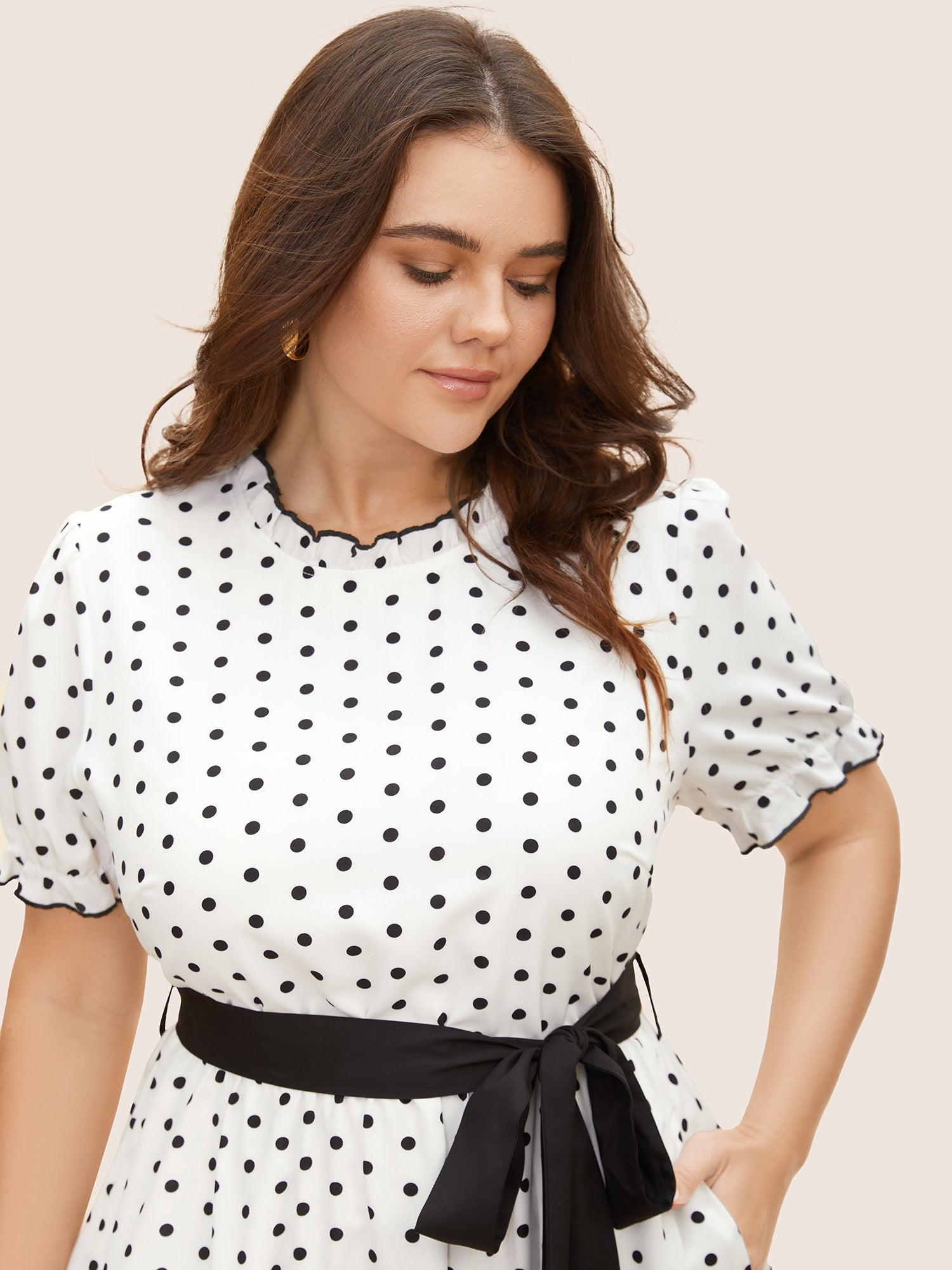 Bow Polka Dot Midi Dress