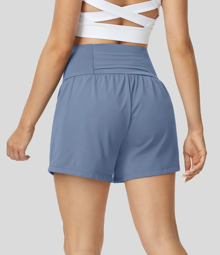 ⚡7 Packs for $24.98⚡Super High Waisted Back Pocket & Side Hidden Pocket 2-in-1 Yoga Shorts, 7/14 Color Sets