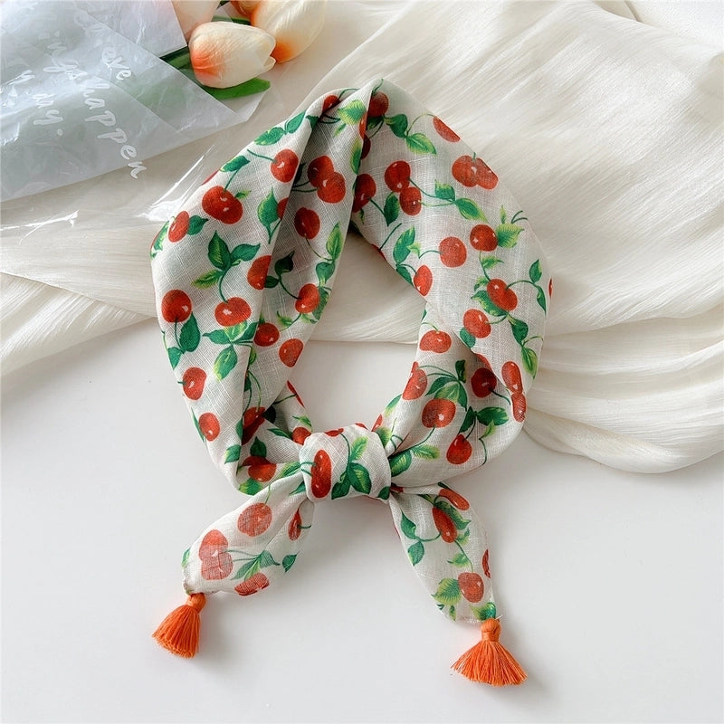 Women's Elegant Minimalist Flower Cotton And Linen Silk Scarf