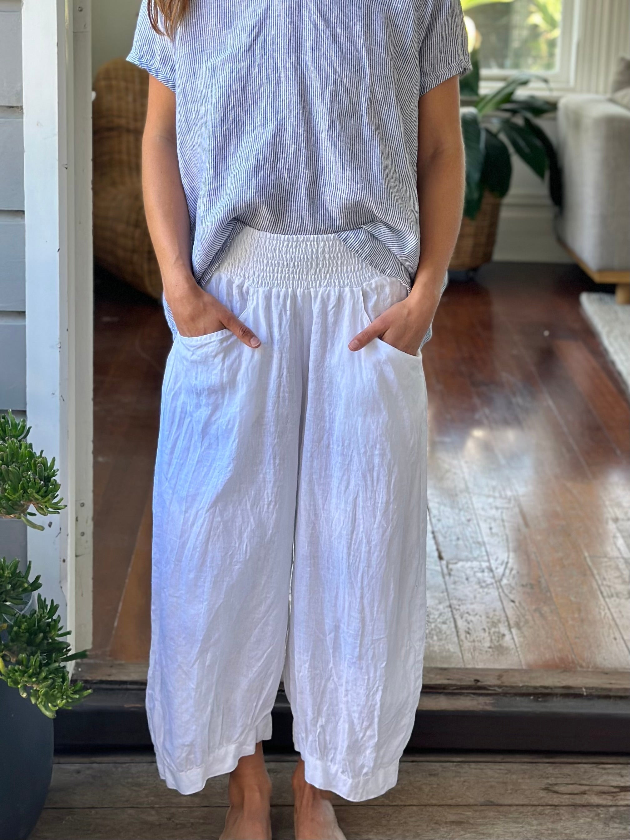 jackie pant-white linen