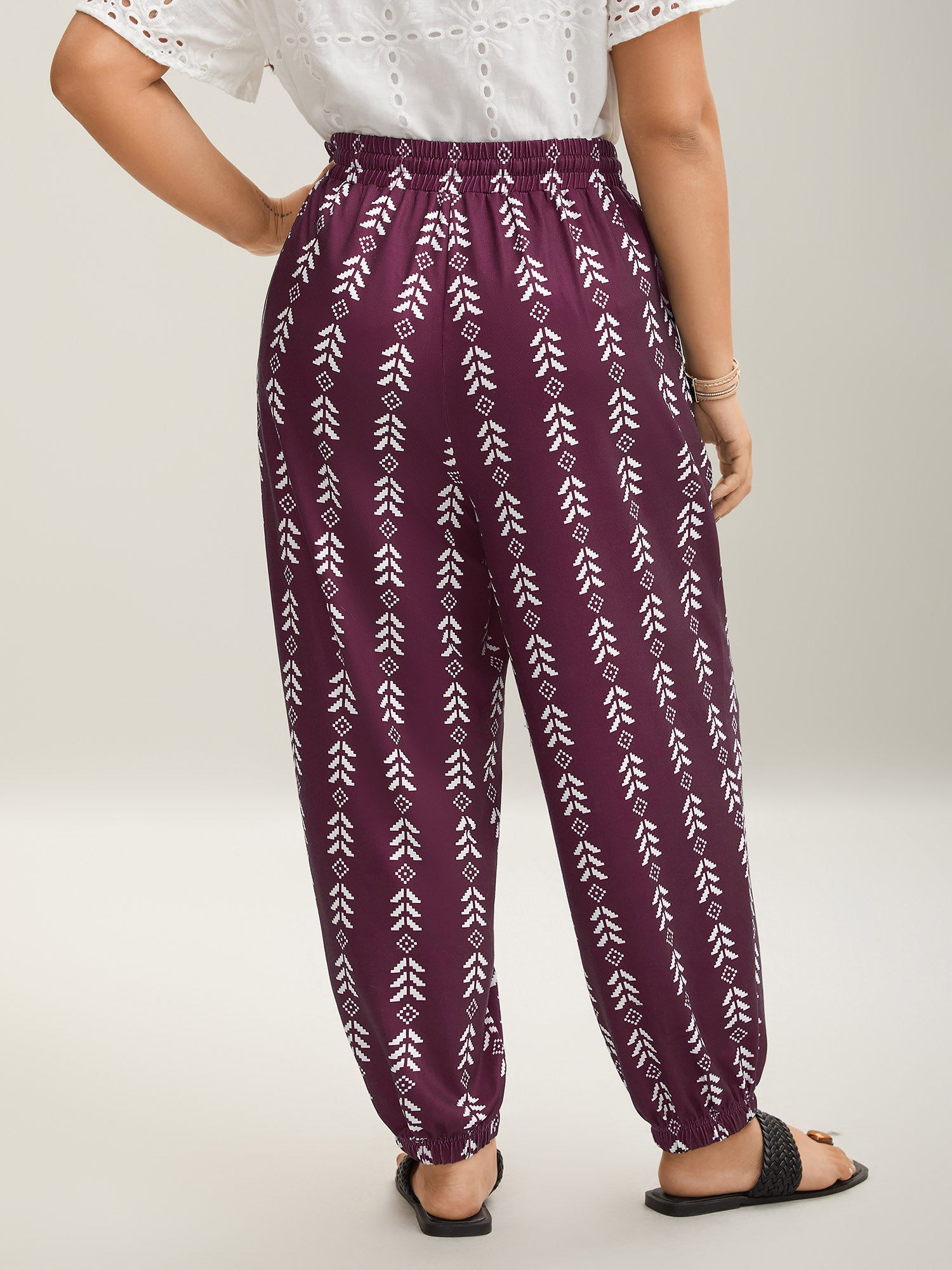 Boho Geometric Print Stretchy Waist Pants