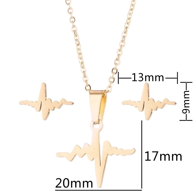 Fashion Heart Shape Butterfly Stainless Steel Plating Earrings Necklace 1 Set