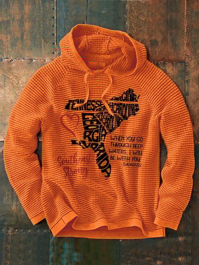 Men's Retro Southeast Strong When You Go Through Deep Waters. I Will Be With You Isaiah 43:2 Tennessee Georgia. South Carolina. North Carolina. . Virginia. Florida Print Hoodie