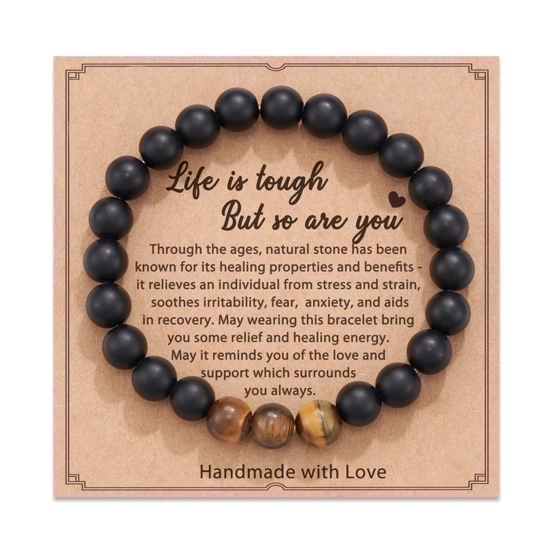 2 Pieces Retro Geometric Natural Stone Handmade Bracelets