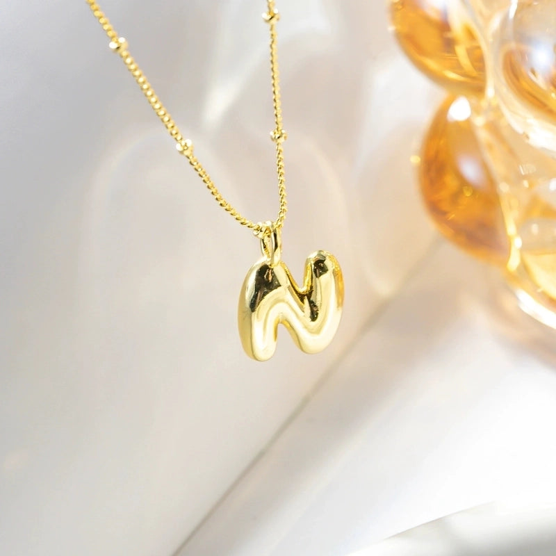 Minimalist Streetwear Letter Copper K Gold Plated Pendant Necklace