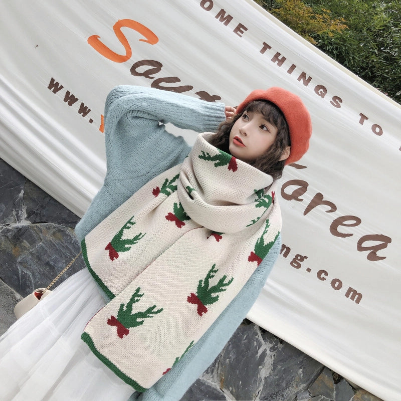 Women's Minimalist Classic Style Color Block Acrylic Scarf