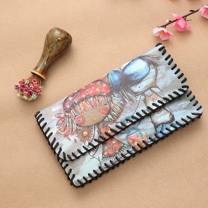 Women's Pu Leather Printing Animal Vintage Style Square Magnetic Buckle Phone Wallets