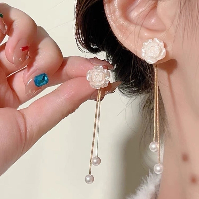 1 Pair Sweet Heart Shape Flower Butterfly Inlay Imitation Pearl Alloy Rhinestones Earrings