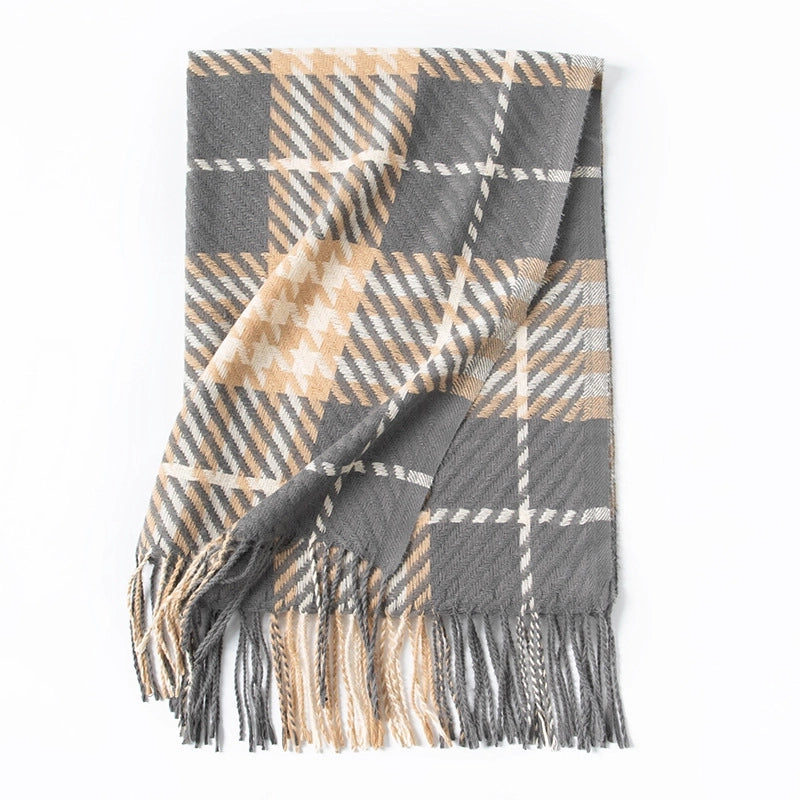 Women's  Plaid Imitation Cashmere Tassel Scarf