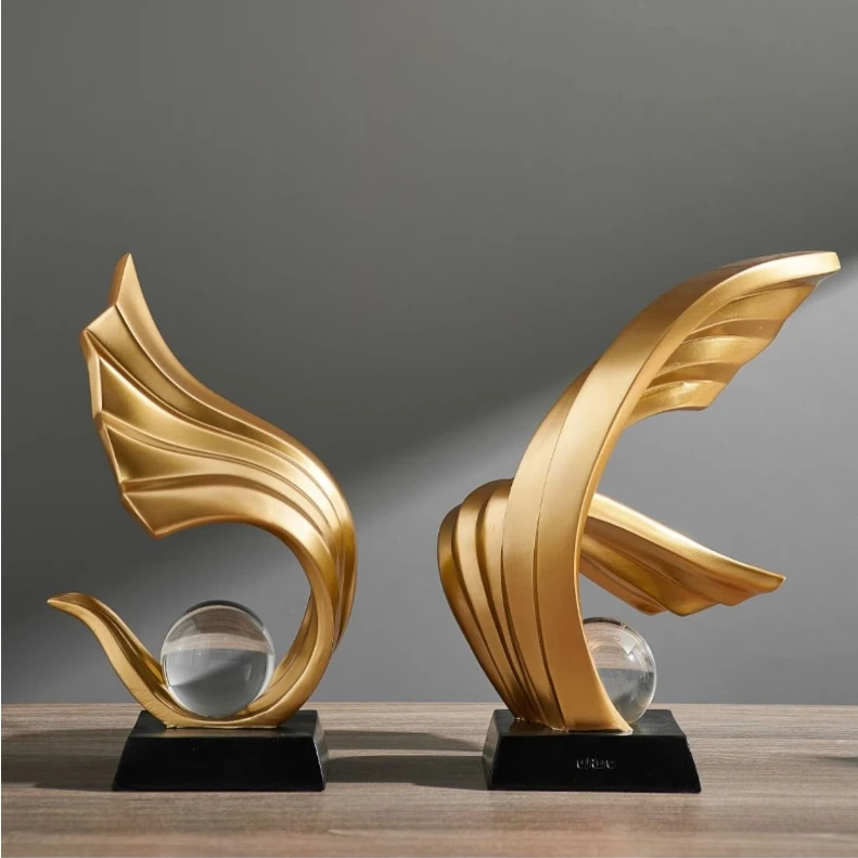 Home Decor Modern Light Luxury Living Room Decor Ornaments Resin Statue Crystal Ball Abstract Model Crafts Office Desktop Decor