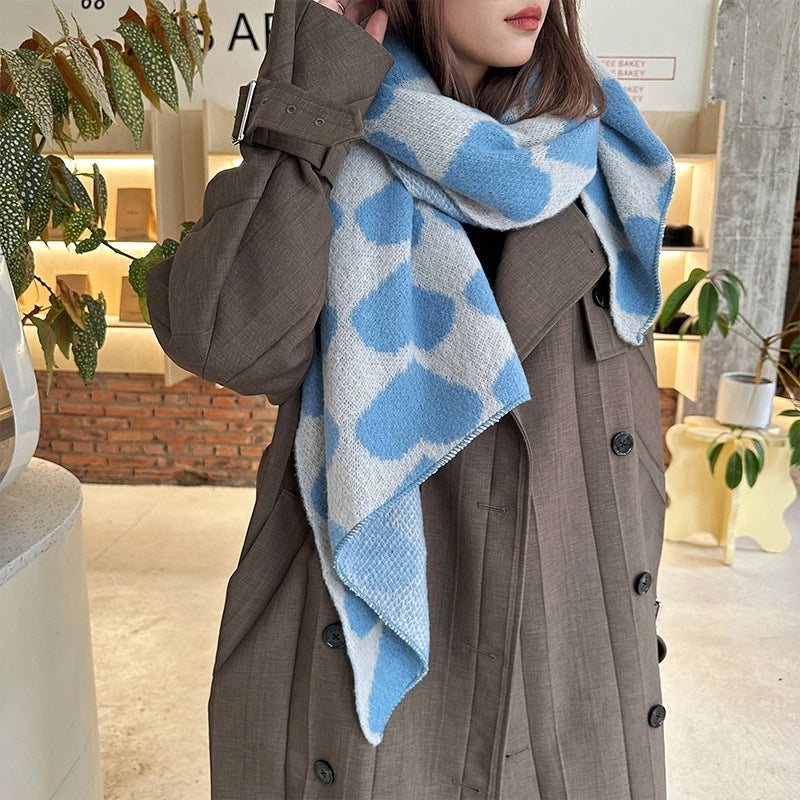 Women's Basic Classic Style Heart Shape Polyester Scarf