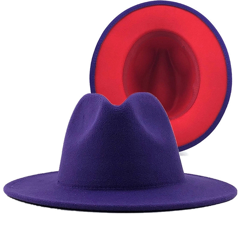 Retro Wool Top Hat Double-sided Blocking Felt Women's Flat-brimmed Jazz Hat
