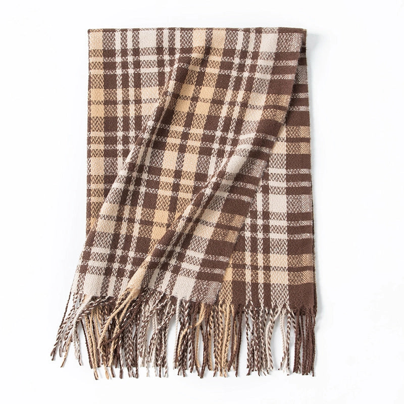 Women's Elegant Plaid Imitation Cashmere Tassel Scarf