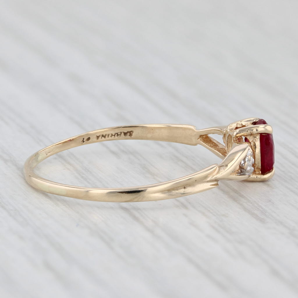0.50ctw Oval Lab Created Ruby Ring 10k Yellow Gold Size 10.75