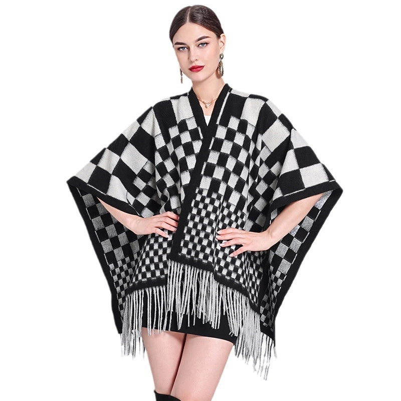 Women's Streetwear Plaid Blended Shawl