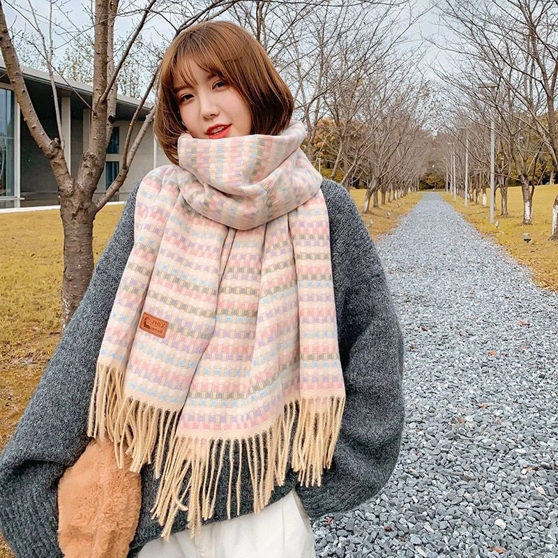 Winter New Colorful Plaid Scarf Women's Versatile Women's Autumn And Winter Warm Scarf Shawl High-grade Fashion