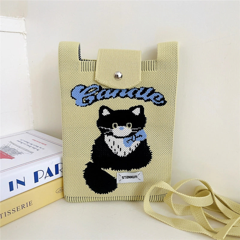 Women's Small Polyester Cartoon Letter Flower Cute Square Flip Cover Bucket Bag