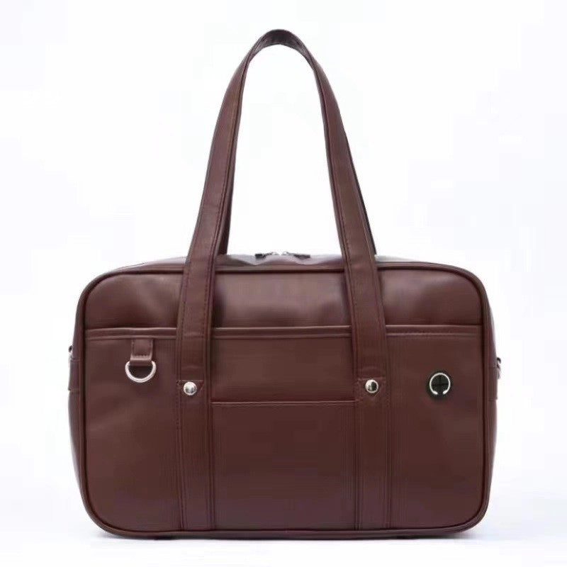Women's Medium Pu Leather Solid Color Business Vintage Style Square Zipper Shoulder Bag
