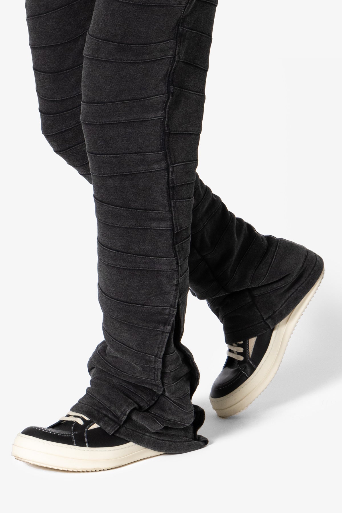 Crease Panel Sweatpants - Washed Black