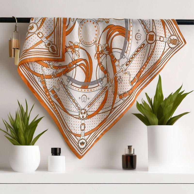 Women's Casual Elegant Minimalist Printing Satin Printing Silk Scarf