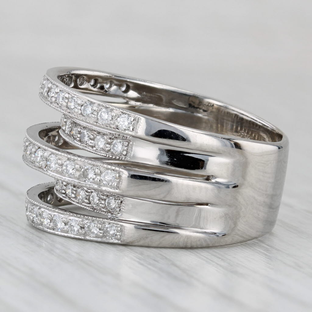 1.02ctw Diamond Multiband Ring 18k White Gold Size 8 Cocktail