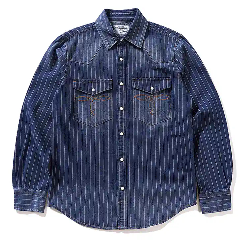 Western Stripe Denim Work Shirt
