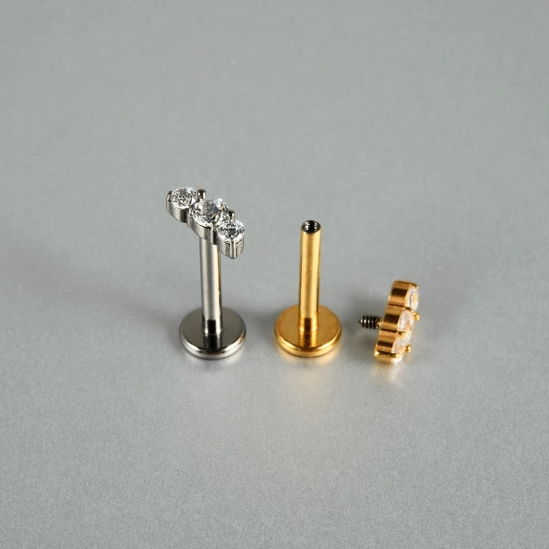 1 Piece Ear Cartilage Rings & Studs Casual Hip-Hop Snake Butterfly G23 Titanium Alloy Inlay Zircon 18K Gold Plated Lip Rings Ear Cartilage Rings & Studs