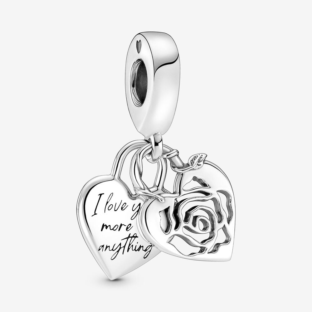 Rose Heart Padlock Dangle Pandora Charm