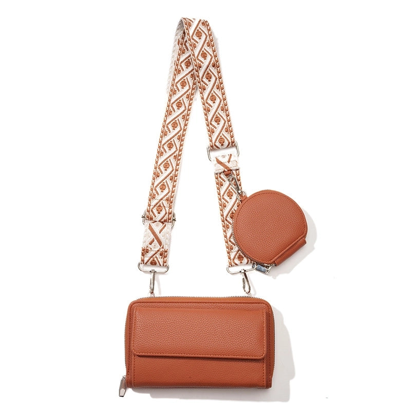 Women's Small Pu Leather Geometric Elegant Square Zipper Bag Sets