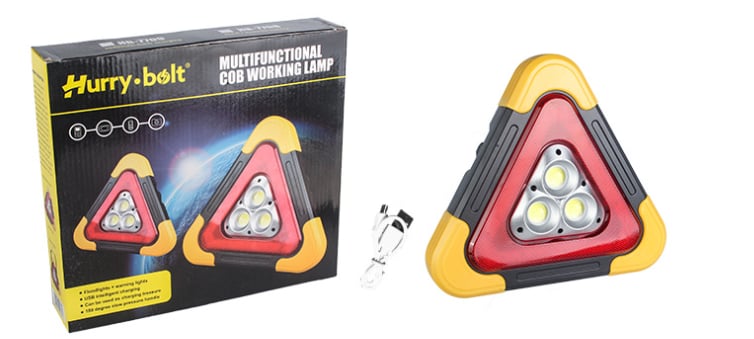 2-IN-1 Solar Emergency Triangular Roadside Warning Light