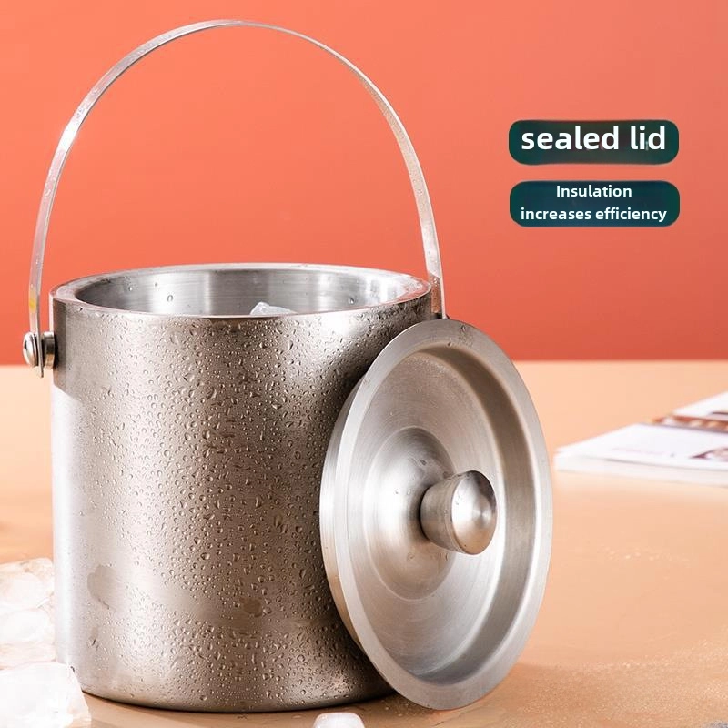 304 Stainless Steel Ice Barrel Ice Bucket Bar KTV Commercial Household Small Ice Grain Beer Bucket Storage Bucket